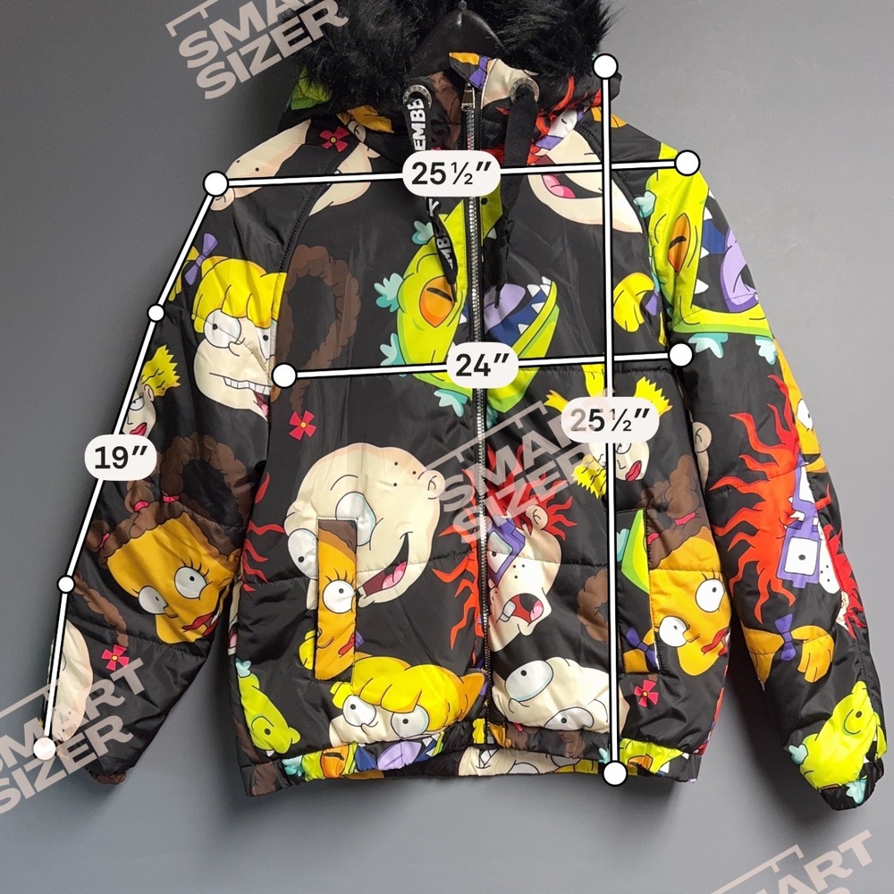 Members Only x Nickelodeon Rugrats Puffer Jacket Large Faux Fur Hood‎ Reptar - Picture 8 of 8